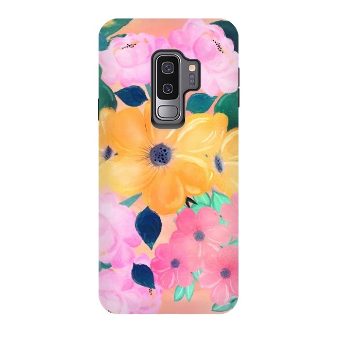 Galaxy S9 plus StrongFit Cute Colorful Romantic Watercolor Flowers  by InovArts