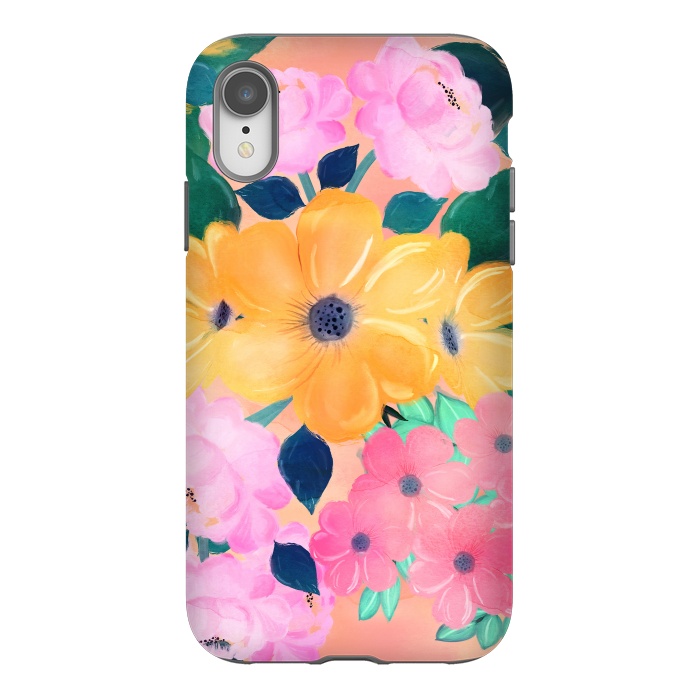 iPhone Xr StrongFit Cute Colorful Romantic Watercolor Flowers  by InovArts
