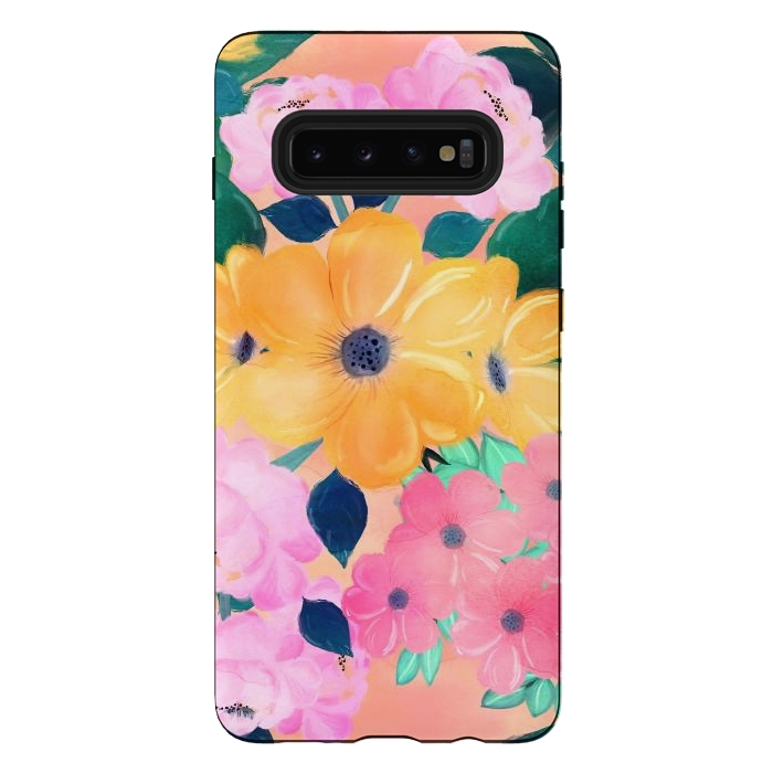 Galaxy S10 plus StrongFit Cute Colorful Romantic Watercolor Flowers  by InovArts