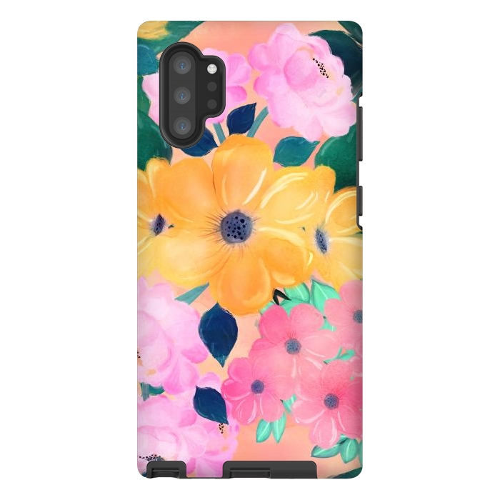 Galaxy Note 10 plus StrongFit Cute Colorful Romantic Watercolor Flowers  by InovArts