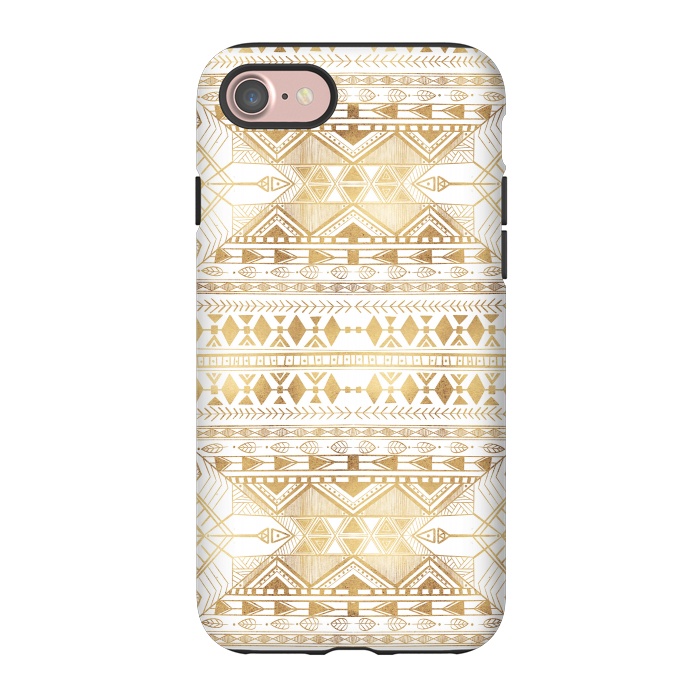 iPhone 7 StrongFit Trendy Gold Geometric Tribal Aztec Pattern by InovArts