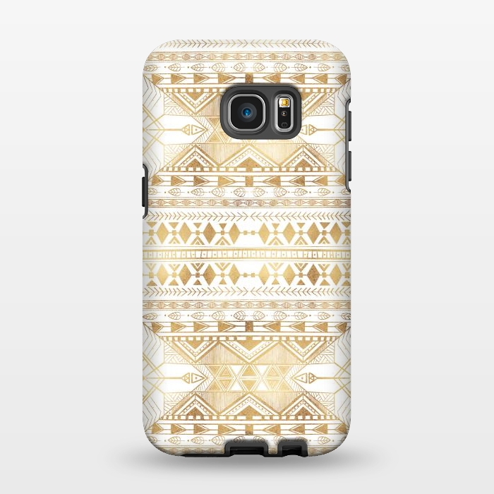 Galaxy S7 EDGE StrongFit Trendy Gold Geometric Tribal Aztec Pattern by InovArts