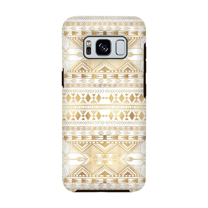 Galaxy S8 StrongFit Trendy Gold Geometric Tribal Aztec Pattern by InovArts