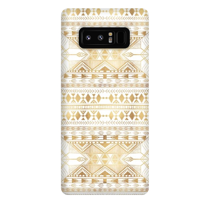 Galaxy Note 8 StrongFit Trendy Gold Geometric Tribal Aztec Pattern by InovArts
