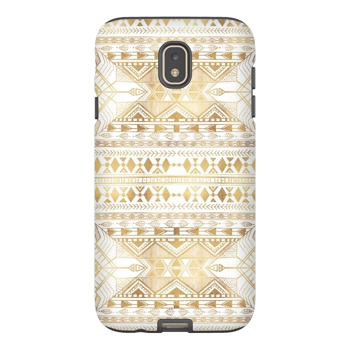 Galaxy J7 StrongFit Trendy Gold Geometric Tribal Aztec Pattern by InovArts