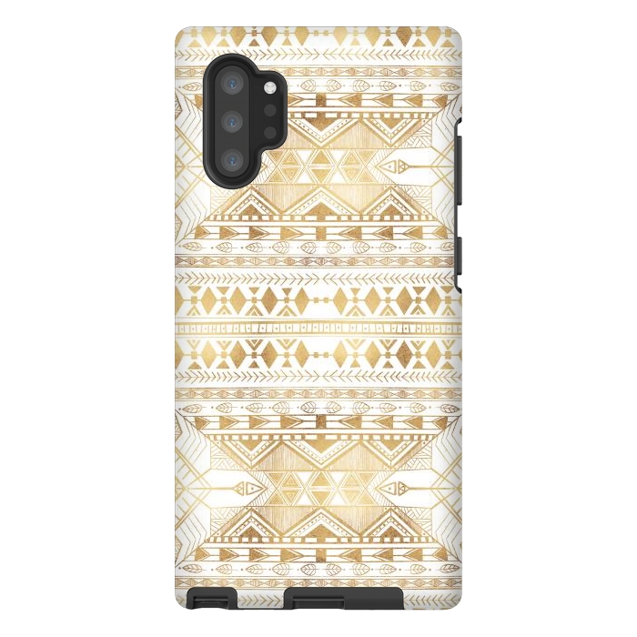 Galaxy Note 10 plus StrongFit Trendy Gold Geometric Tribal Aztec Pattern by InovArts