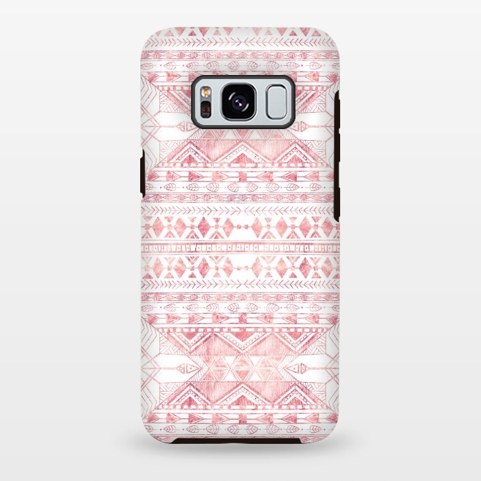 Galaxy S8 plus StrongFit Stylish Rose Gold Geometric Tribal Aztec Pattern by InovArts