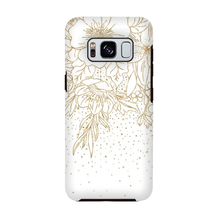 Galaxy S8 StrongFit Cute Gold floral doodles and confetti design by InovArts