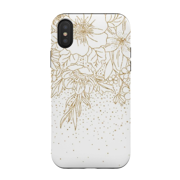 iPhone Xs / X StrongFit Cute Gold floral doodles and confetti design by InovArts