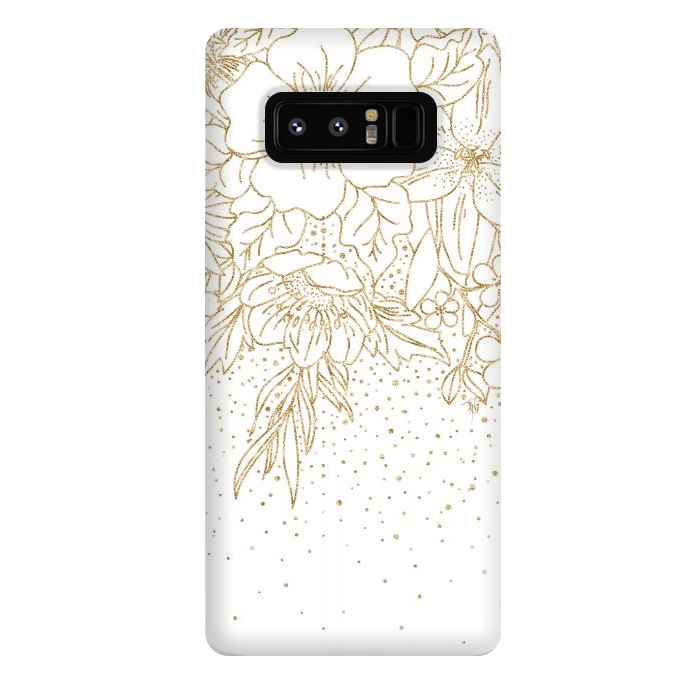 Galaxy Note 8 StrongFit Cute Gold floral doodles and confetti design by InovArts