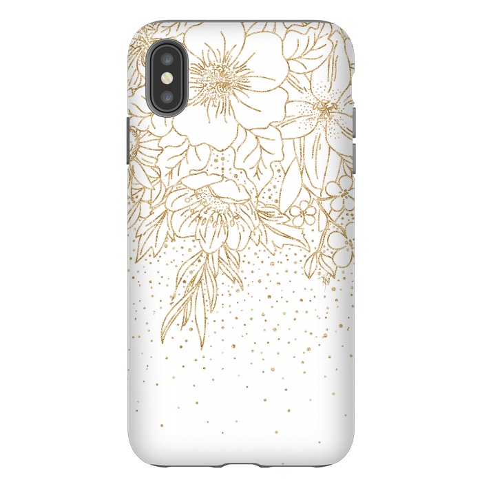 iPhone Xs Max StrongFit Cute Gold floral doodles and confetti design by InovArts