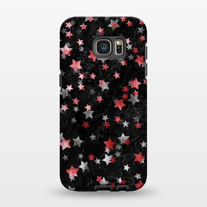 Galaxy S7 EDGE StrongFit Silver Copper stars on marble sky by Oana 