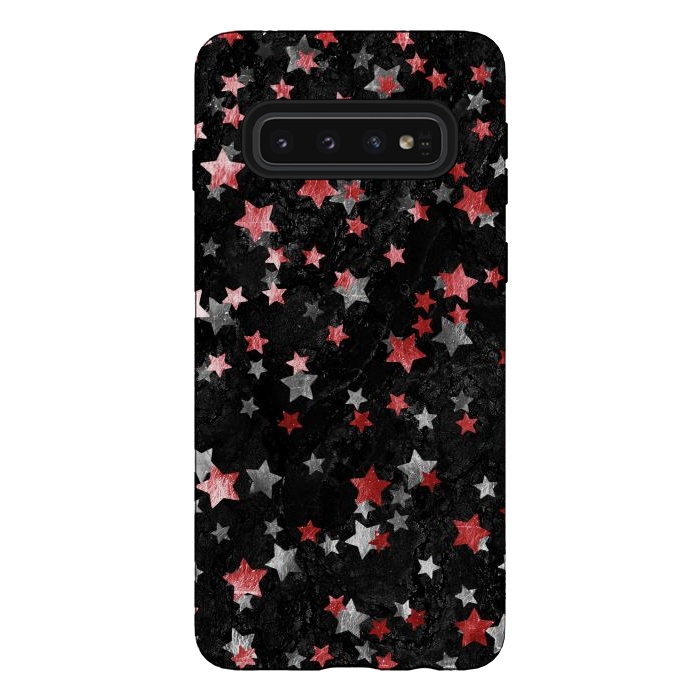 Galaxy S10 StrongFit Silver Copper stars on marble sky by Oana 
