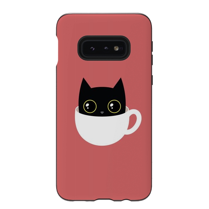 Galaxy S10e StrongFit Coffee cat by Laura Nagel