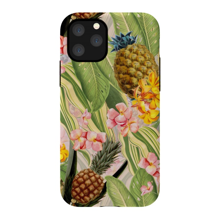 iPhone 11 Pro StrongFit Gold and pink Banana and Pinapple Jungle Garden by  Utart