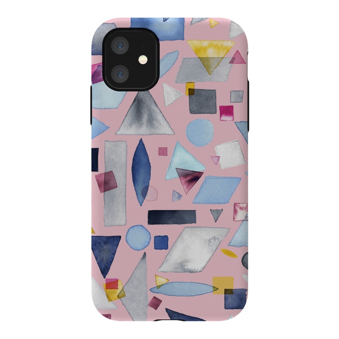 iPhone 11 StrongFit Geometric Pieces Pink by Ninola Design