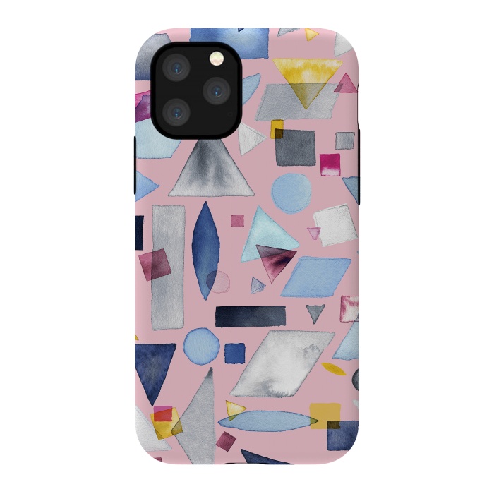 iPhone 11 Pro StrongFit Geometric Pieces Pink by Ninola Design