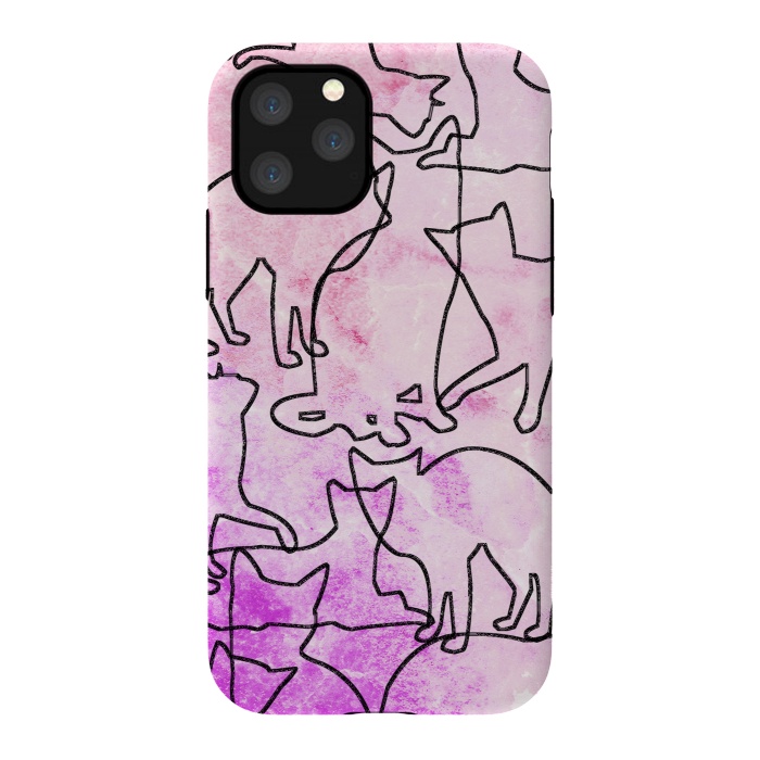 iPhone 11 Pro StrongFit Line art tangled cats by Oana 