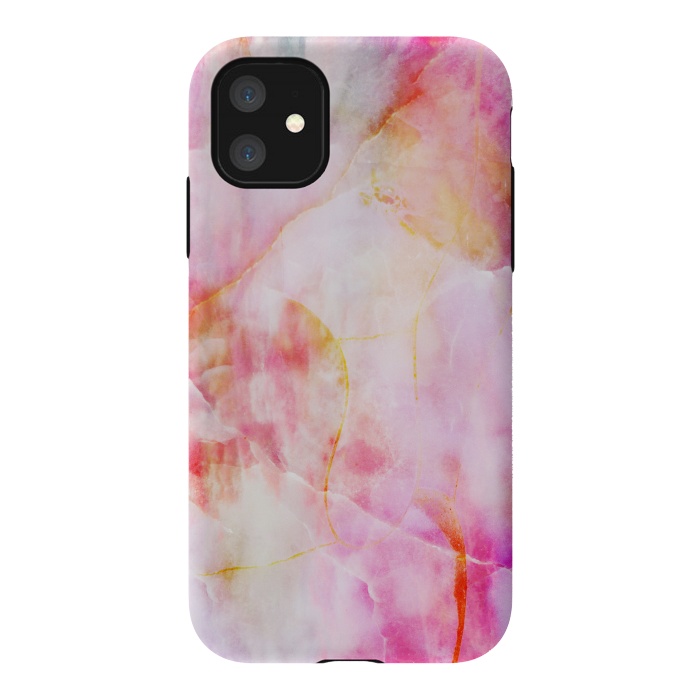 iPhone 11 StrongFit Watercolor painted pink marble by Oana 