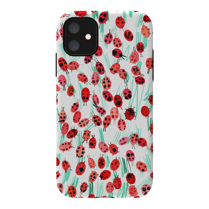 iPhone 11 StrongFit Ladybugs on grass by Ninola Design