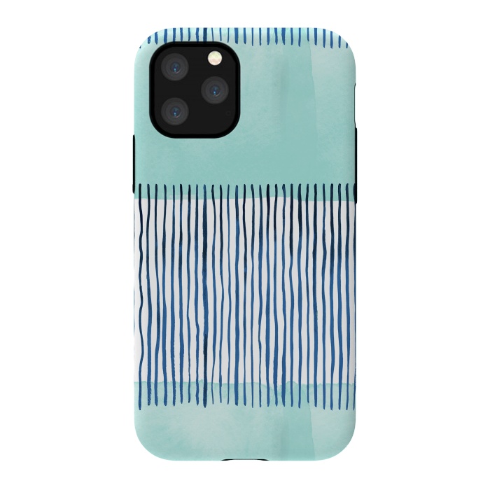 iPhone 11 Pro StrongFit Minimal Stripes Blue by Ninola Design
