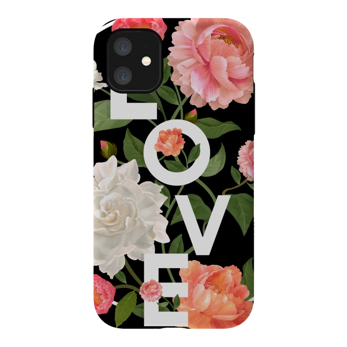 iPhone 11 StrongFit floral love black by MALLIKA