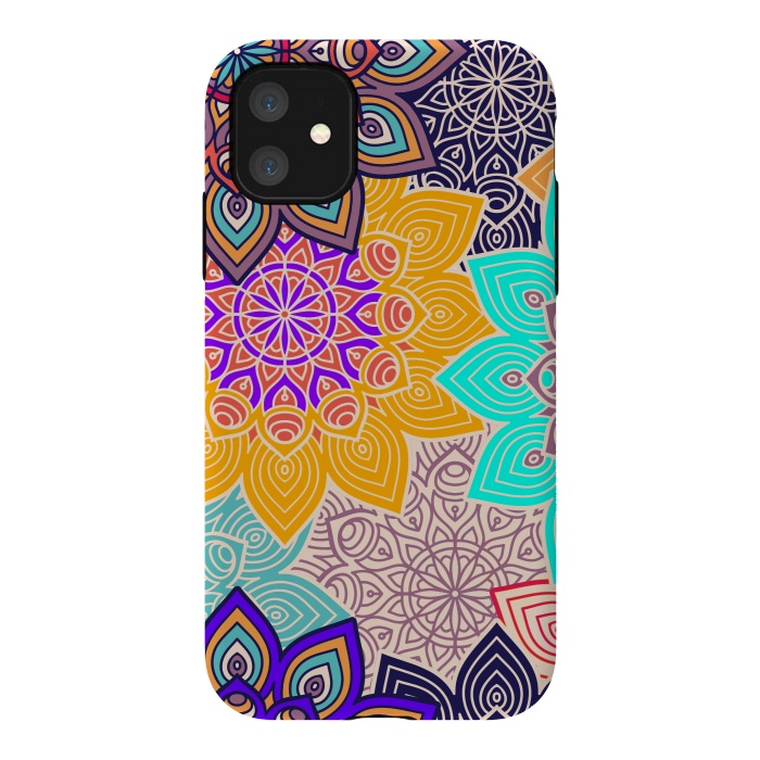 iPhone 11 StrongFit Repeated Tropical Mandalas by ArtsCase