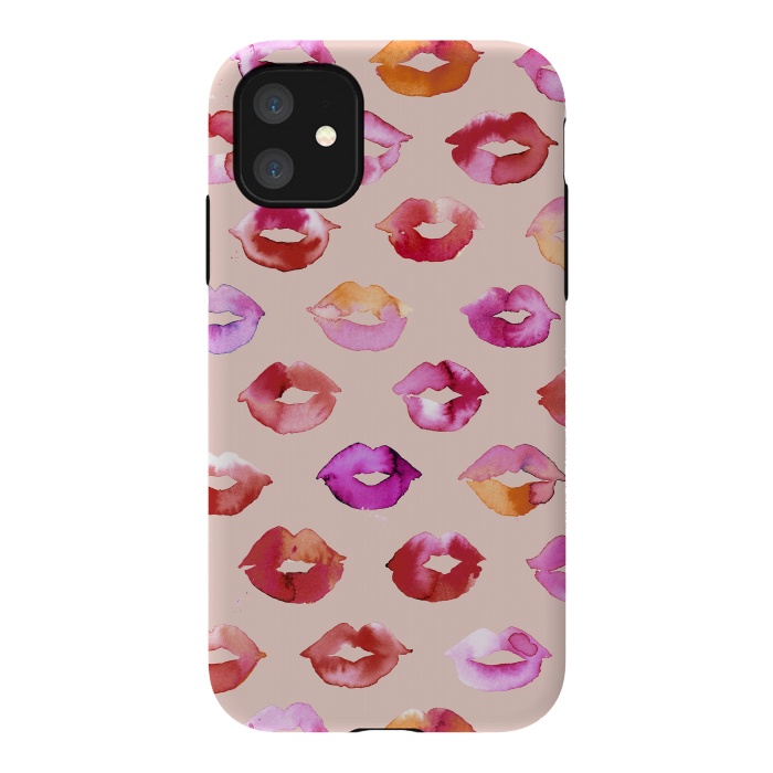 iPhone 11 StrongFit Sweet Kisses Lips by Ninola Design