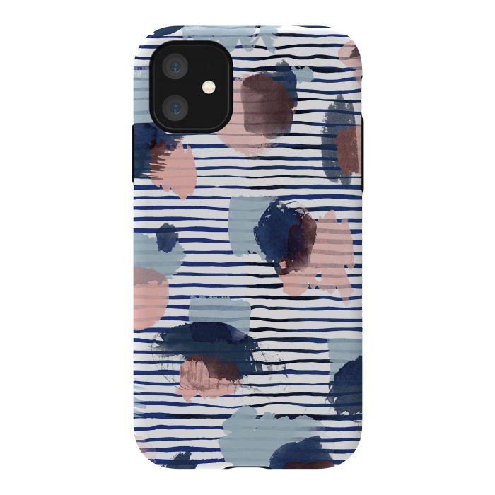 iPhone 11 StrongFit Watercolor Brush Marks Stripes by Ninola Design