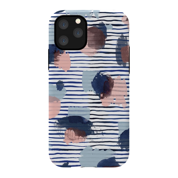iPhone 11 Pro StrongFit Watercolor Brush Marks Stripes by Ninola Design