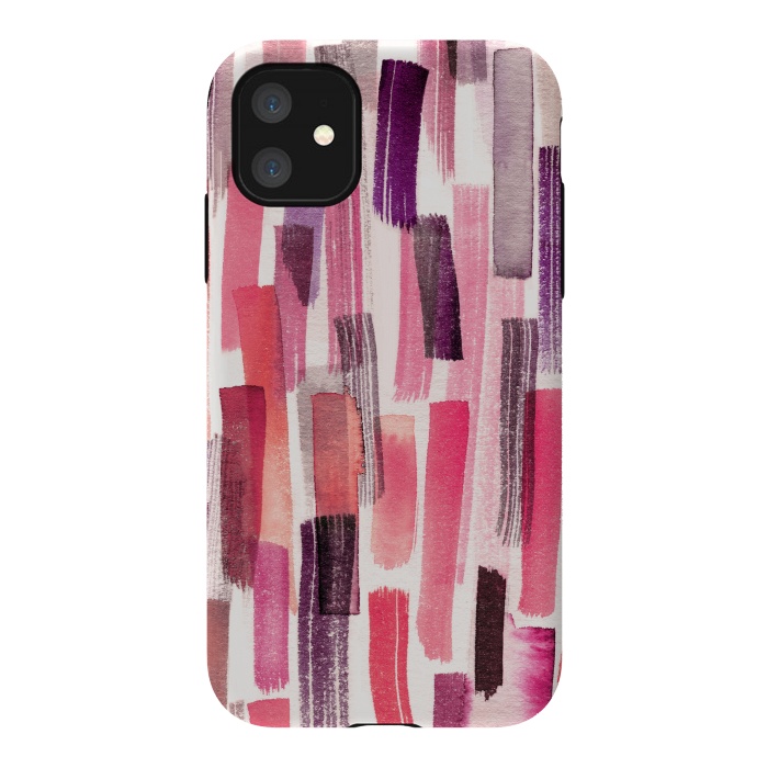 iPhone 11 StrongFit Colorful Brushstrokes Living Coral by Ninola Design