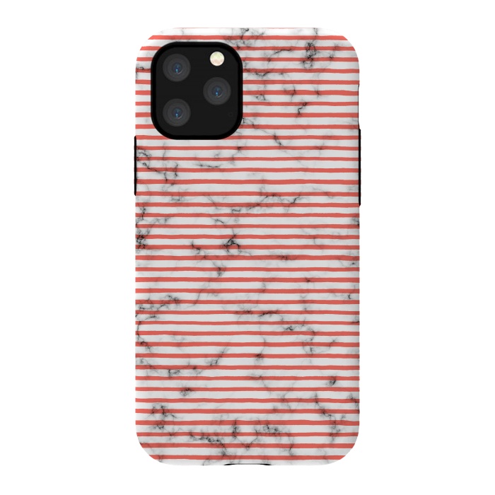iPhone 11 Pro StrongFit Marble Marker Coral Stripes by Ninola Design