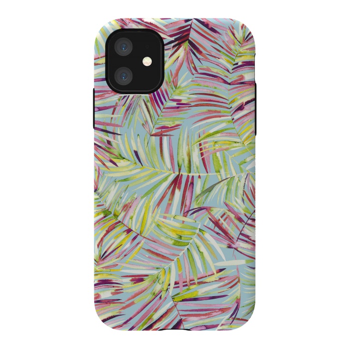 iPhone 11 StrongFit Tranquility Tropical Palms by Ninola Design