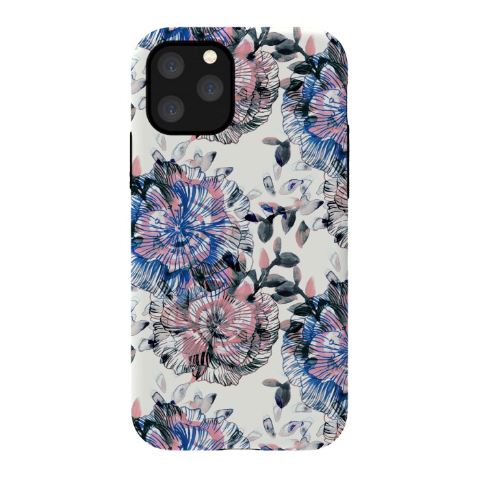 iPhone 11 Pro StrongFit Watercolor painted flowers and foliage by Oana 
