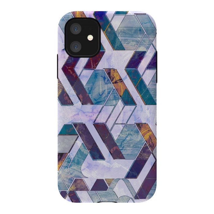 iPhone 11 StrongFit Pastel geometric marble tiles by Oana 