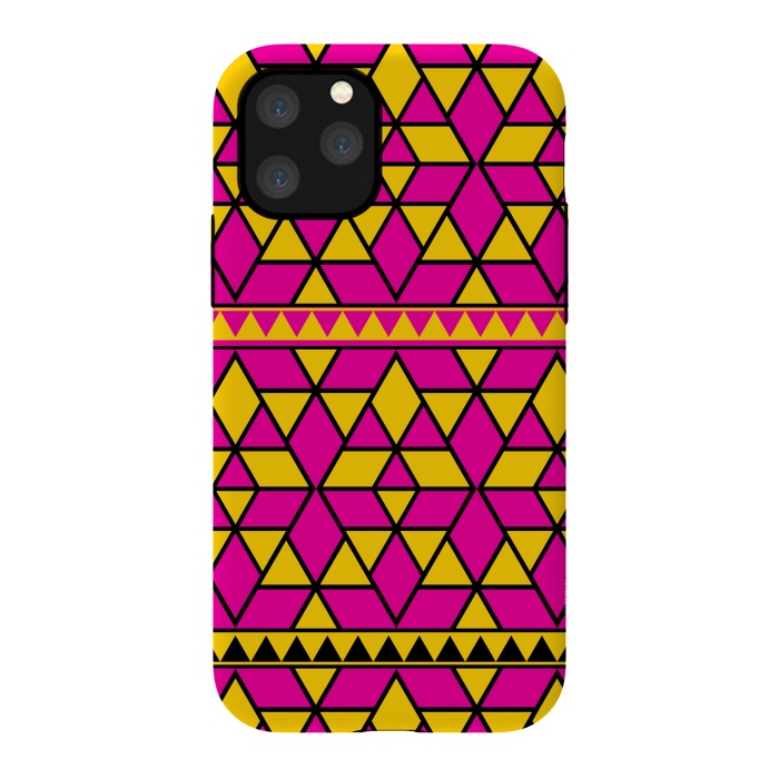 iPhone 11 Pro StrongFit pink yellow triangle by TMSarts