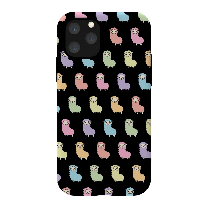 iPhone 11 Pro StrongFit Rainbow llama pattern by Laura Nagel
