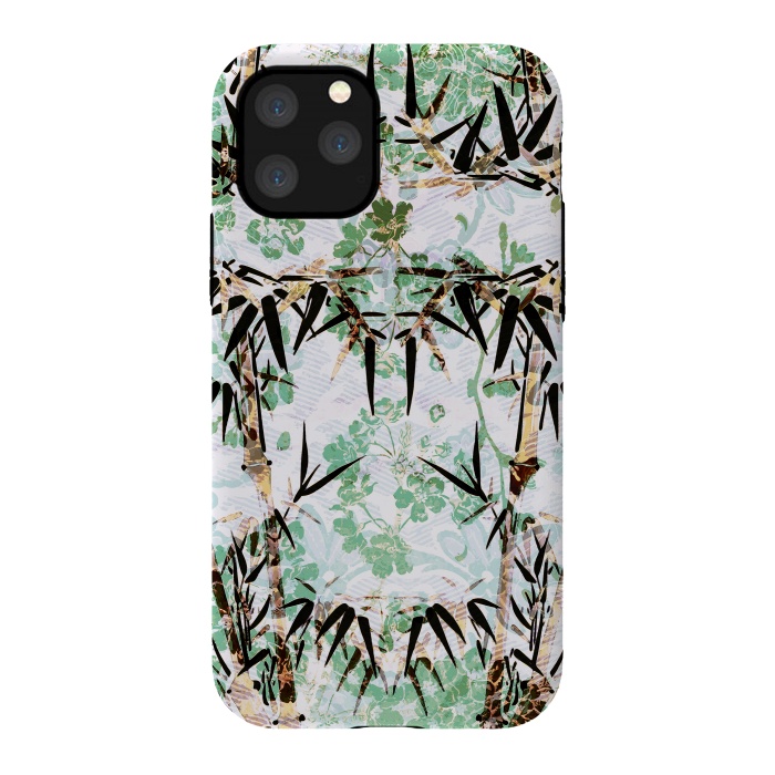 iPhone 11 Pro StrongFit Bamboo trees and pastel green flowers by Oana 