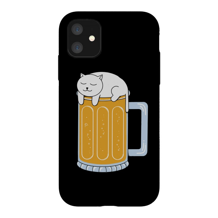 iPhone 11 StrongFit Cat beer by Coffee Man