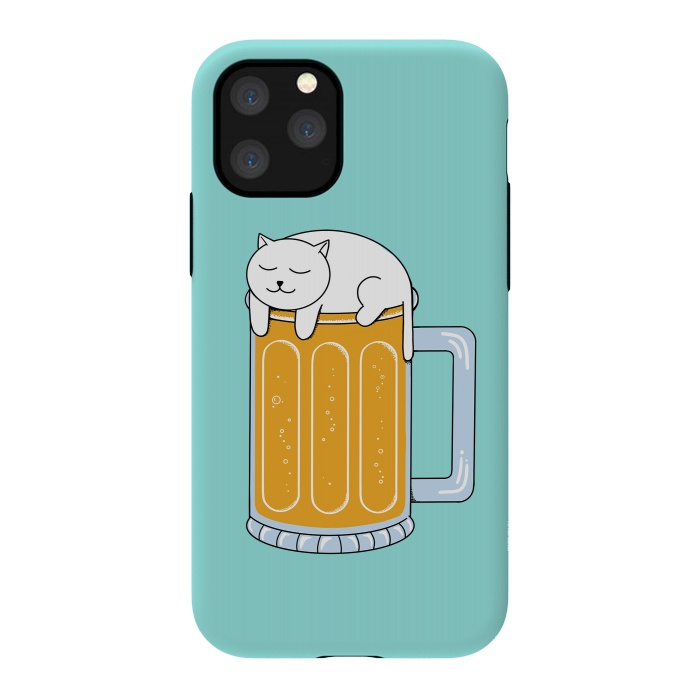 iPhone 11 Pro StrongFit Cat Beer Green by Coffee Man