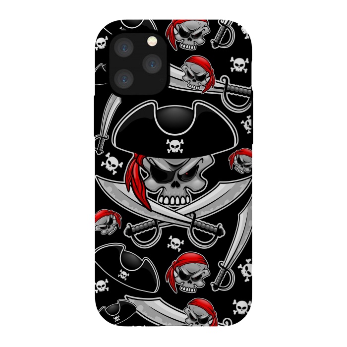 iPhone 11 Pro StrongFit Skull Pirate Captain with Crossed Sabers by BluedarkArt