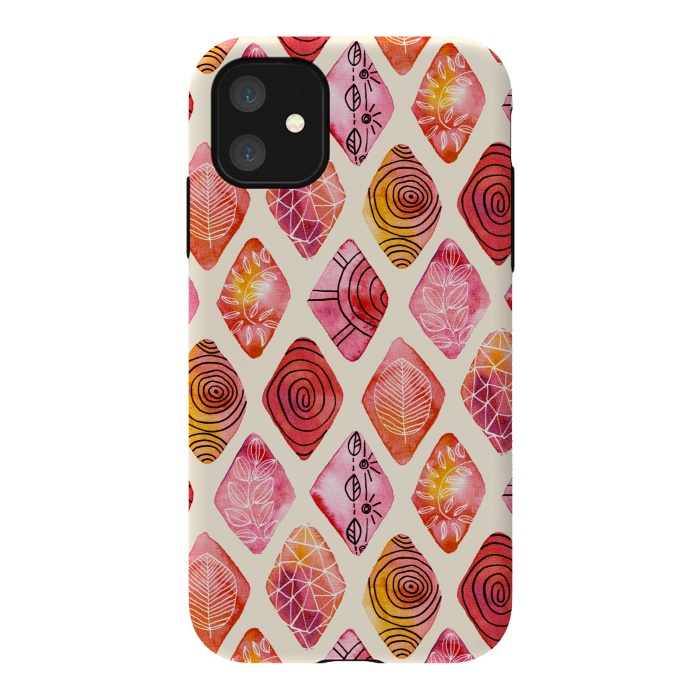 iPhone 11 StrongFit Patterned Watercolor Diamonds  by Tigatiga
