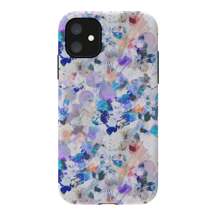 iPhone 11 StrongFit Splattered blue lavender pansy petals by Oana 