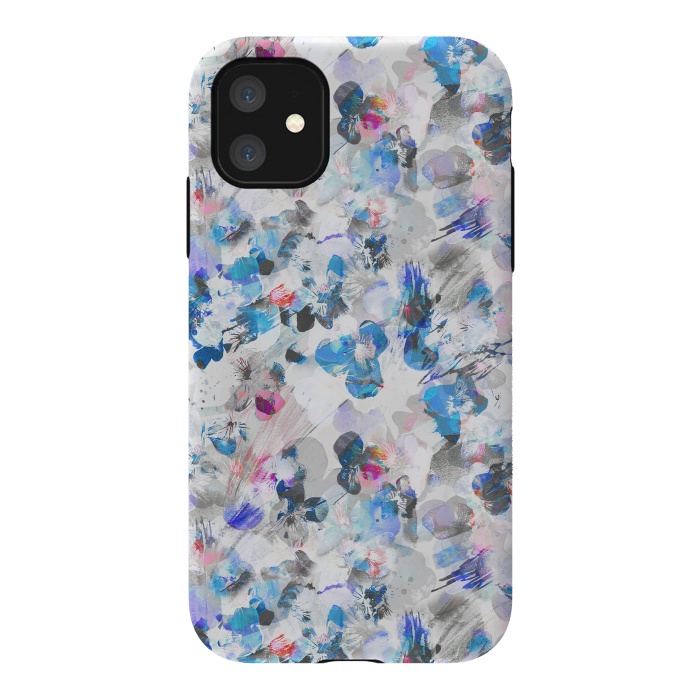 iPhone 11 StrongFit Watercolor splattered pansies by Oana 