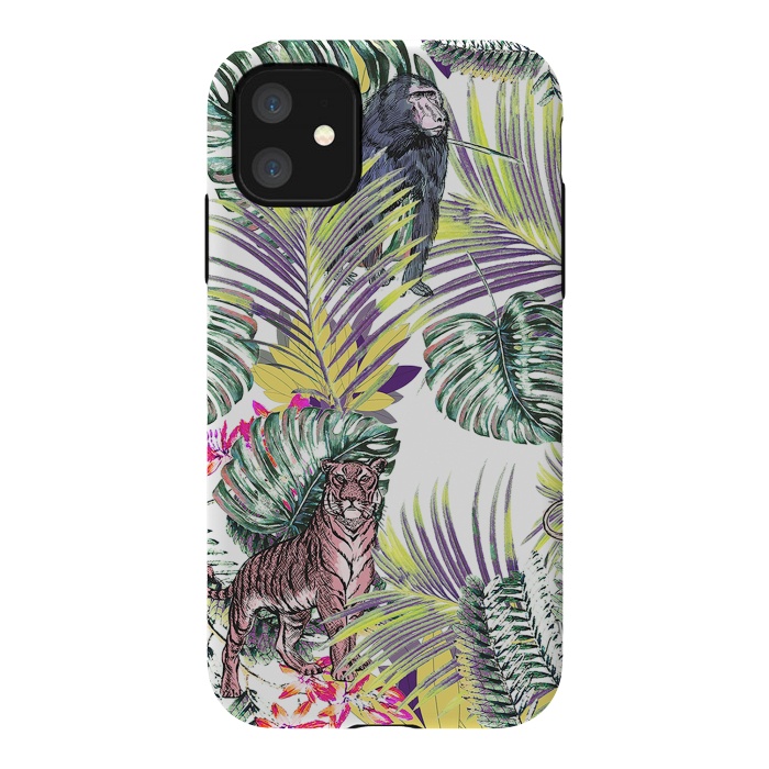 iPhone 11 StrongFit Jungle fever - wild animals and colorful leaves by Oana 