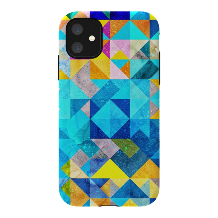iPhone 11 StrongFit Colorful Watercolor Geometric by Art Design Works