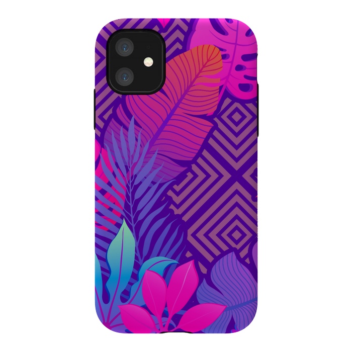 iPhone 11 StrongFit Tropical Lines And Leaves Patterns by ArtsCase