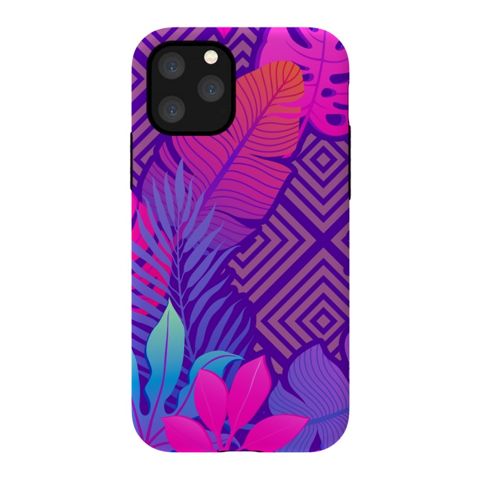 iPhone 11 Pro StrongFit Tropical Lines And Leaves Patterns by ArtsCase
