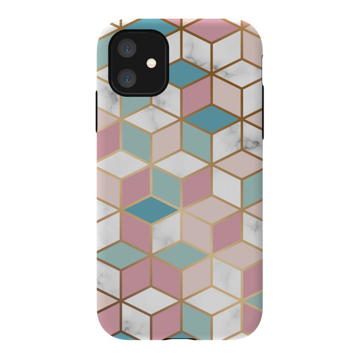 iPhone 11 StrongFit Crystals In Blue And Pink Marble by ArtsCase