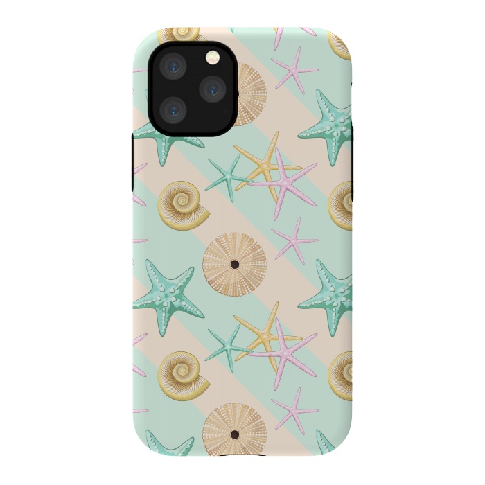 iPhone 11 Pro StrongFit Seashells and starfish Beach Summer Pattern by BluedarkArt